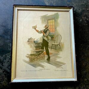 Vintage Framed Cream of Wheat magazine ad. LHJ 1921. “Empty, By Heck!”